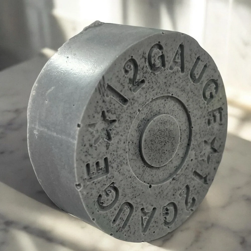 Versaceee soap 12 gauge bullet handmade 3x3 inch & 5oz donkey milk& coconut oil